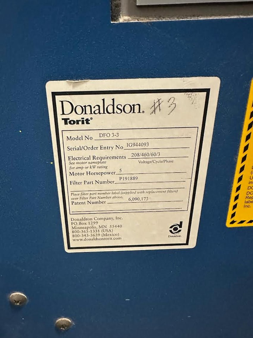 Image for MJK2423 Donaldson Torit Dust CollectorDFO 3-3