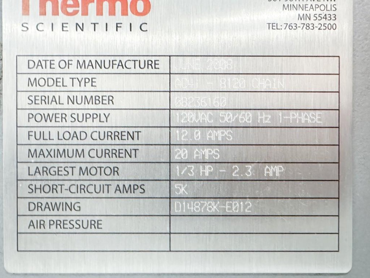 Image for MJK2479 Thermo Scientific High Speed Checkweigher AC4i- 8120 Chain