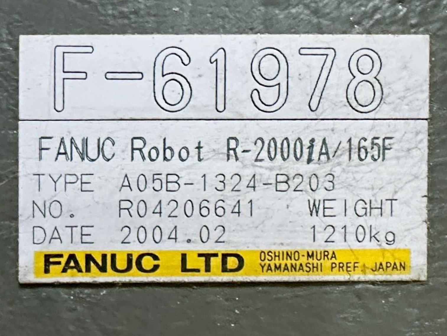 Image for MJK2522 Fanuc R-2000Ia 165F Robot Arm