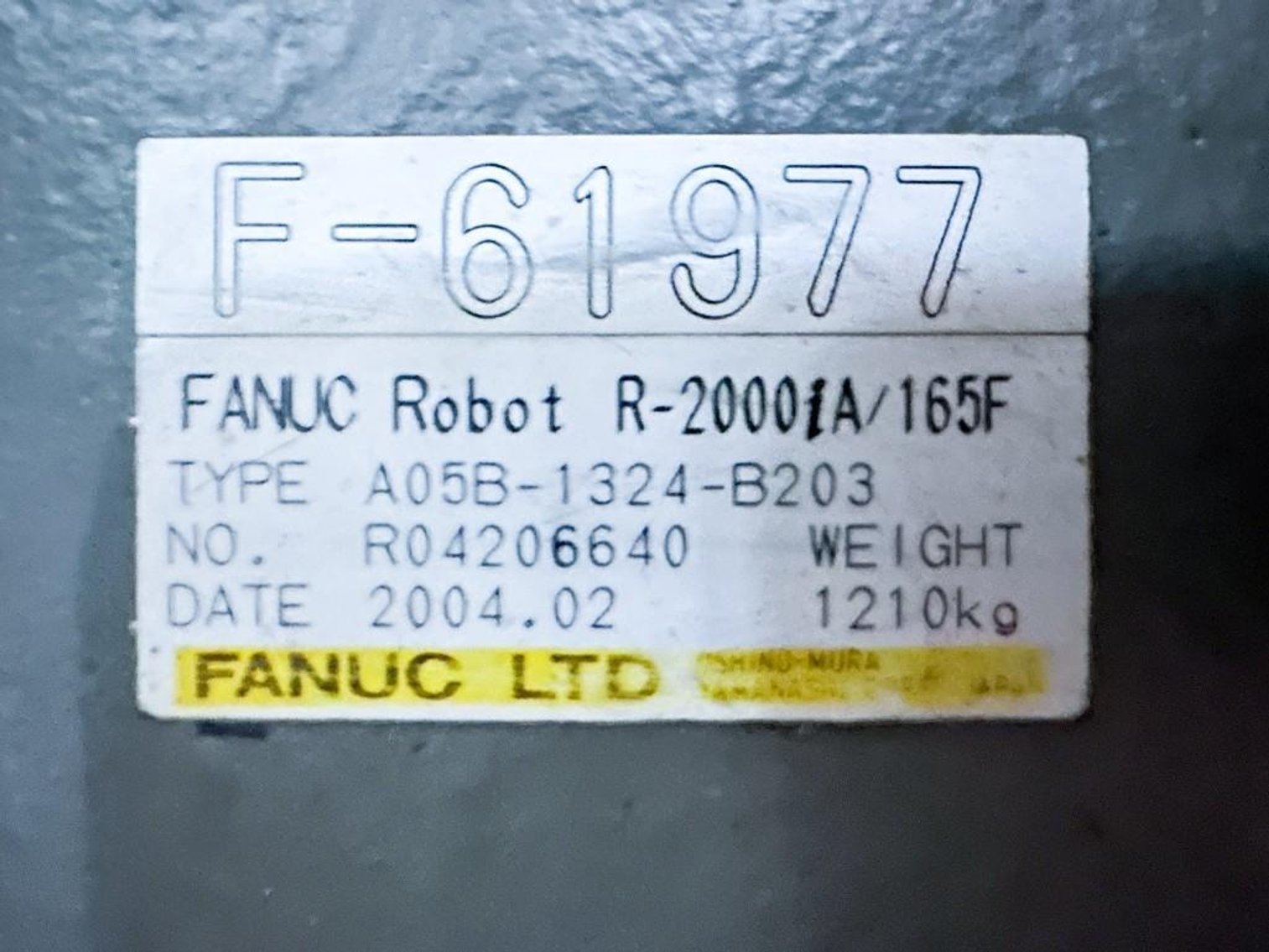 Image for MJK2525 Fanuc R-2000Ia 165F Robot Arm