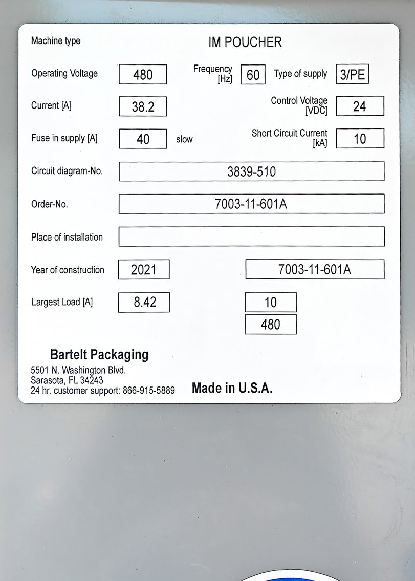 Image for MJK2554 NEW / UNUSED Bartelt® Machine Model IM-7