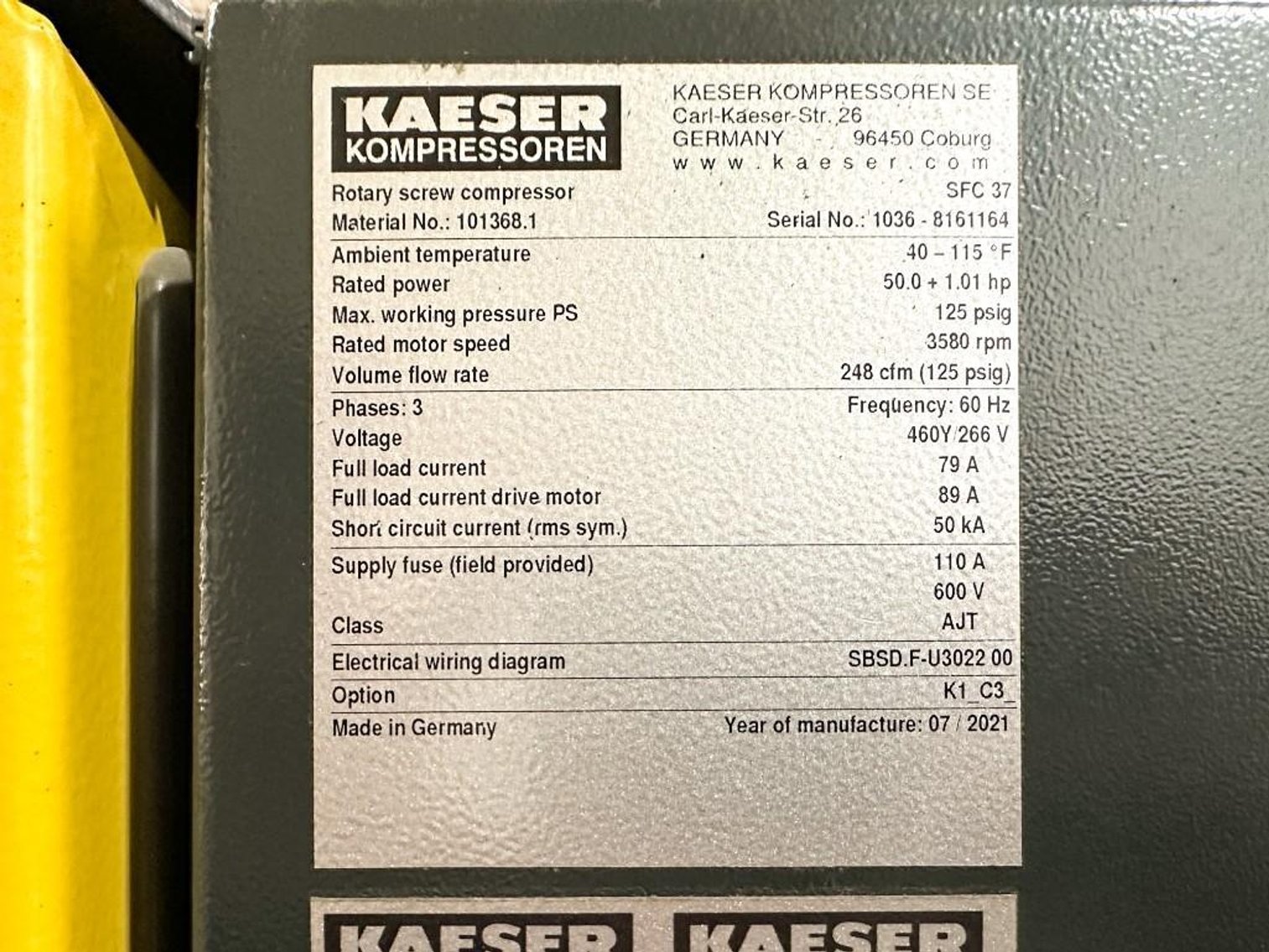 Image for MJK2565 Kaeser SFC 37 Rotary Screw Compressor