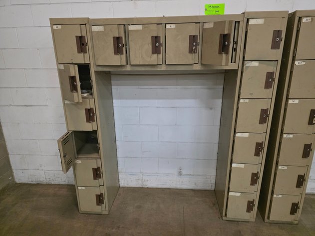 Image for Edsal 16-Locker Storage Unit w/ Clothes Hanging Bar.