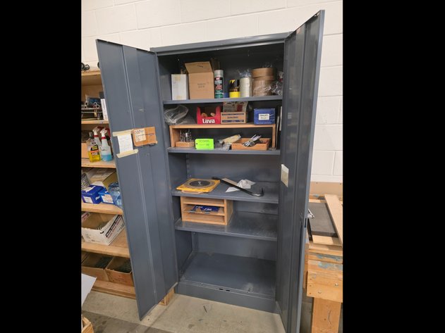 Image for Metal 2-Door Shop Cabinet with Contents.
