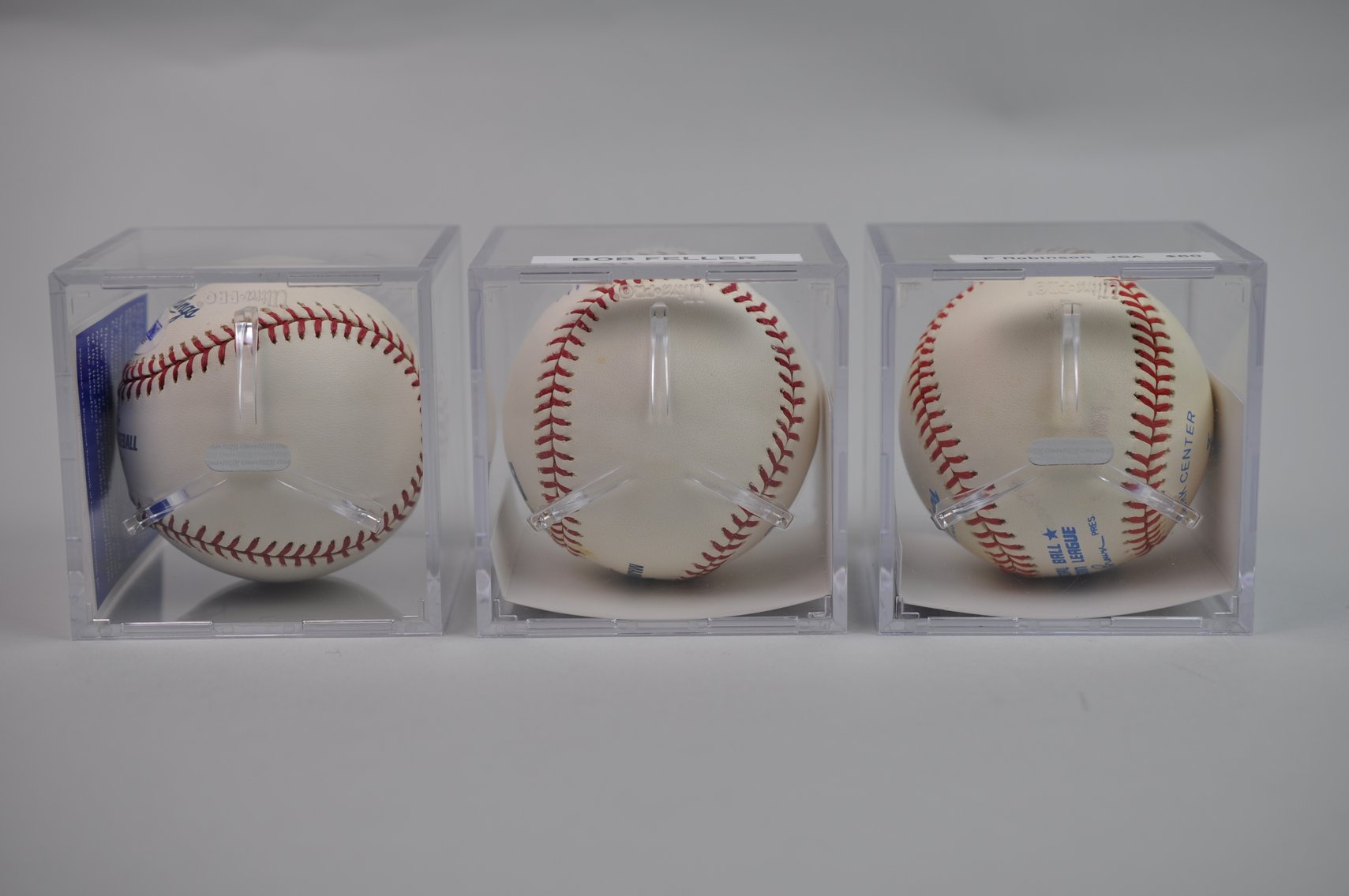 Baseballs Signed by Robinson, Feller, & Musial