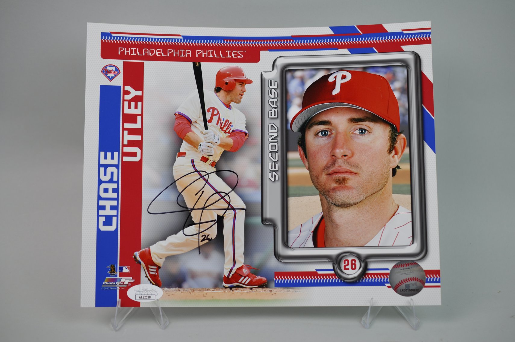 Chase Utley Signed Baseball Photograph