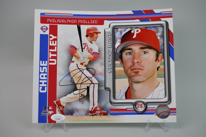 Chase Utley Signed Baseball Photograph