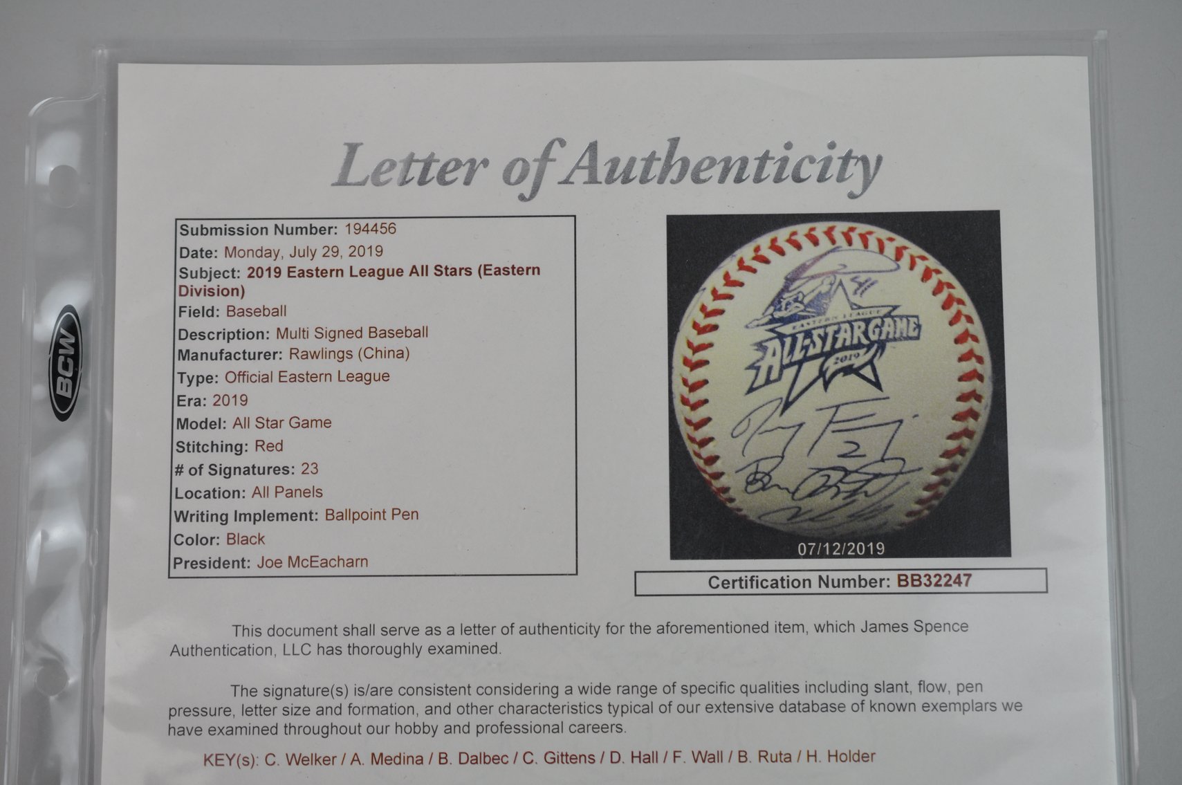 2019 Eastern League All-Stars Signed Baseball