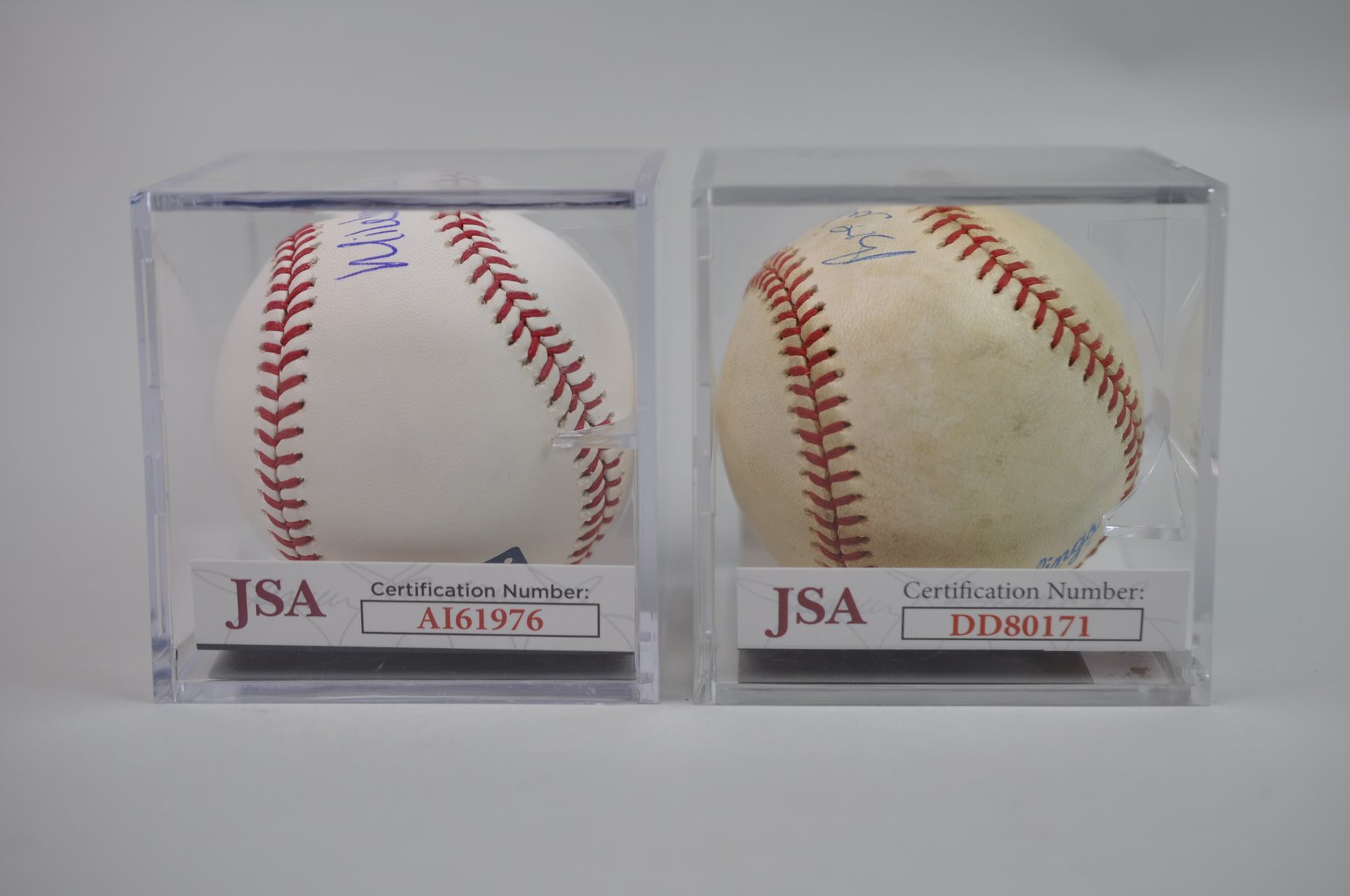 Baseballs Inscribed- Mike Mussina & Bernie Williams