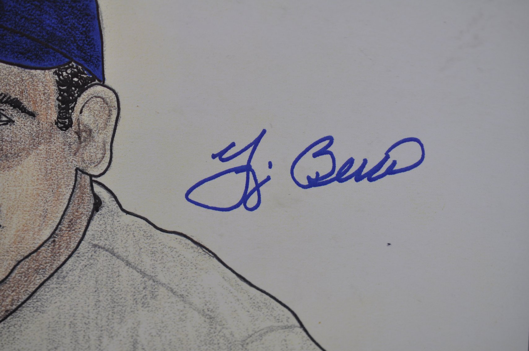 Yogi Berra Signed Sketch/ Pete Rose Signed Card