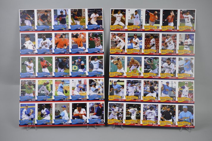 Two Uncut Sheets of 2017 Carolina League Cards