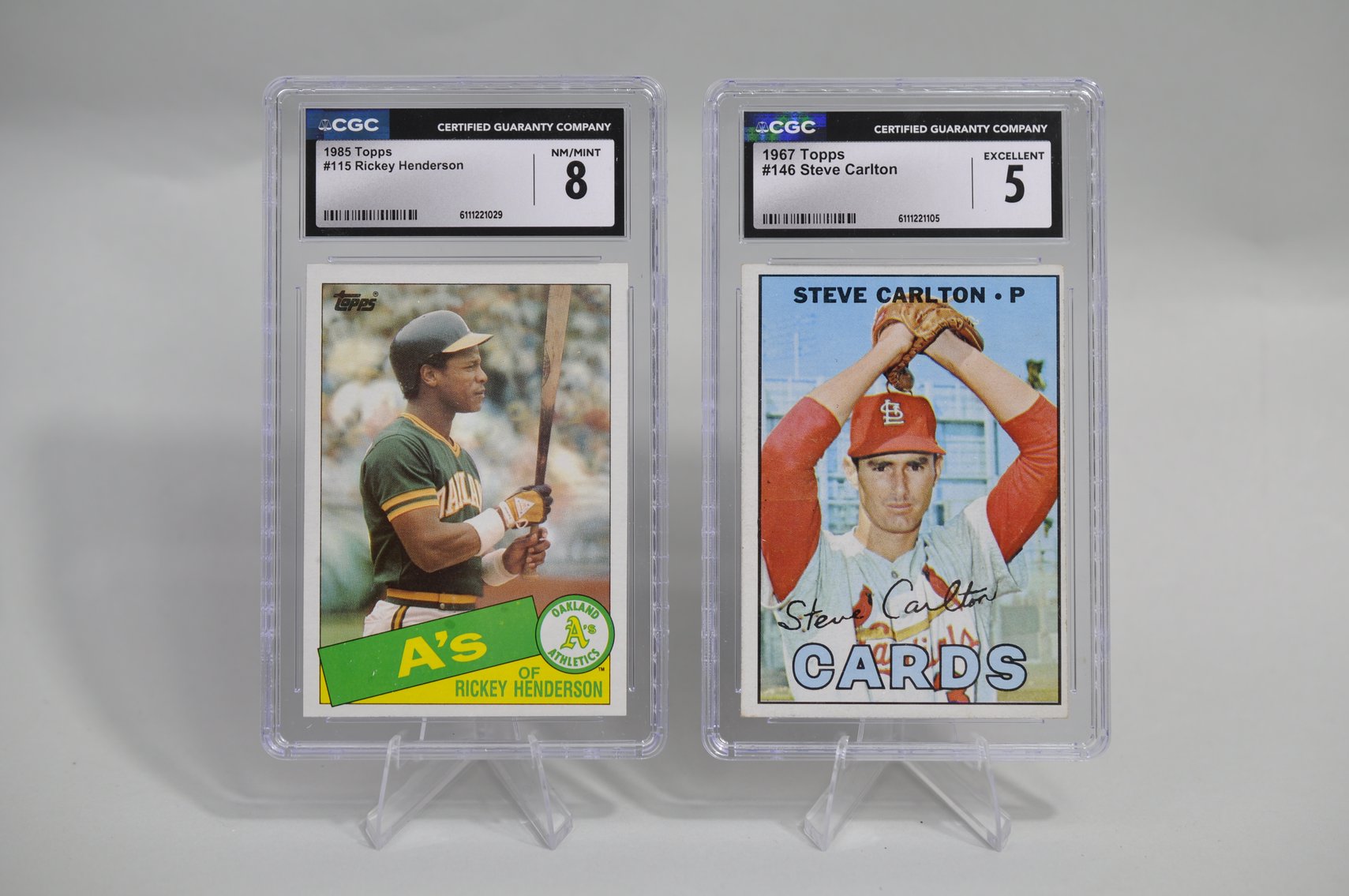 Graded Rickey Henderson & Steve Carlton Cards