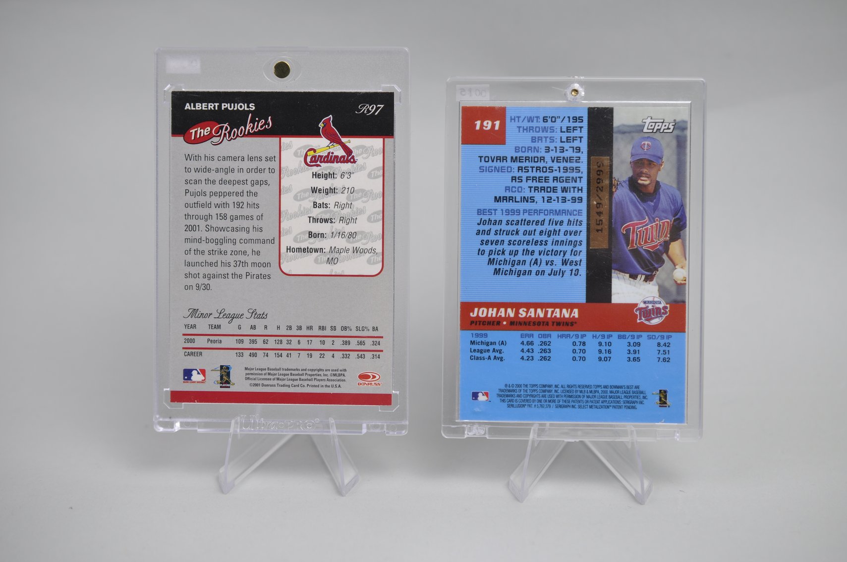 Pujols and Santana Rookie Cards