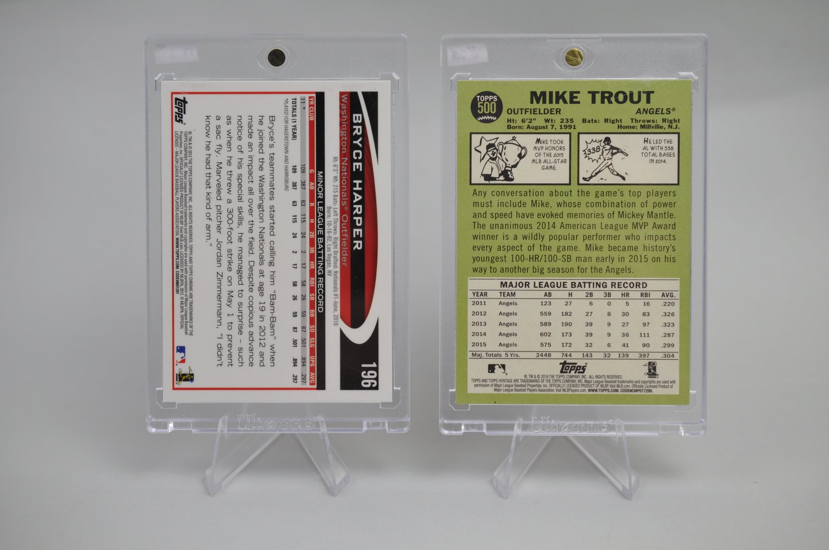 Trout and Harper Baseball Cards