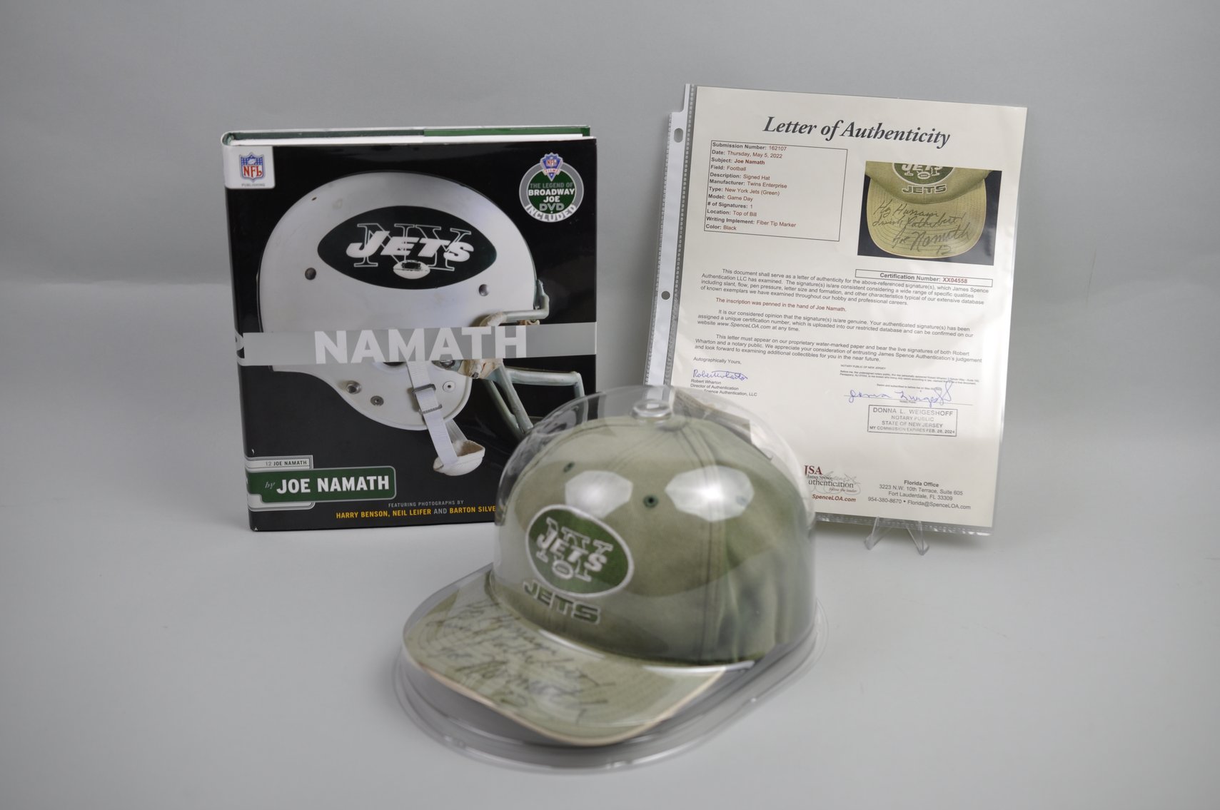 Joe Namoth Signed Hat and Unsigned Book