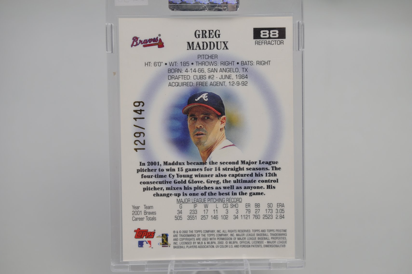 Greg Maddux Ltd Edition Refractor Card