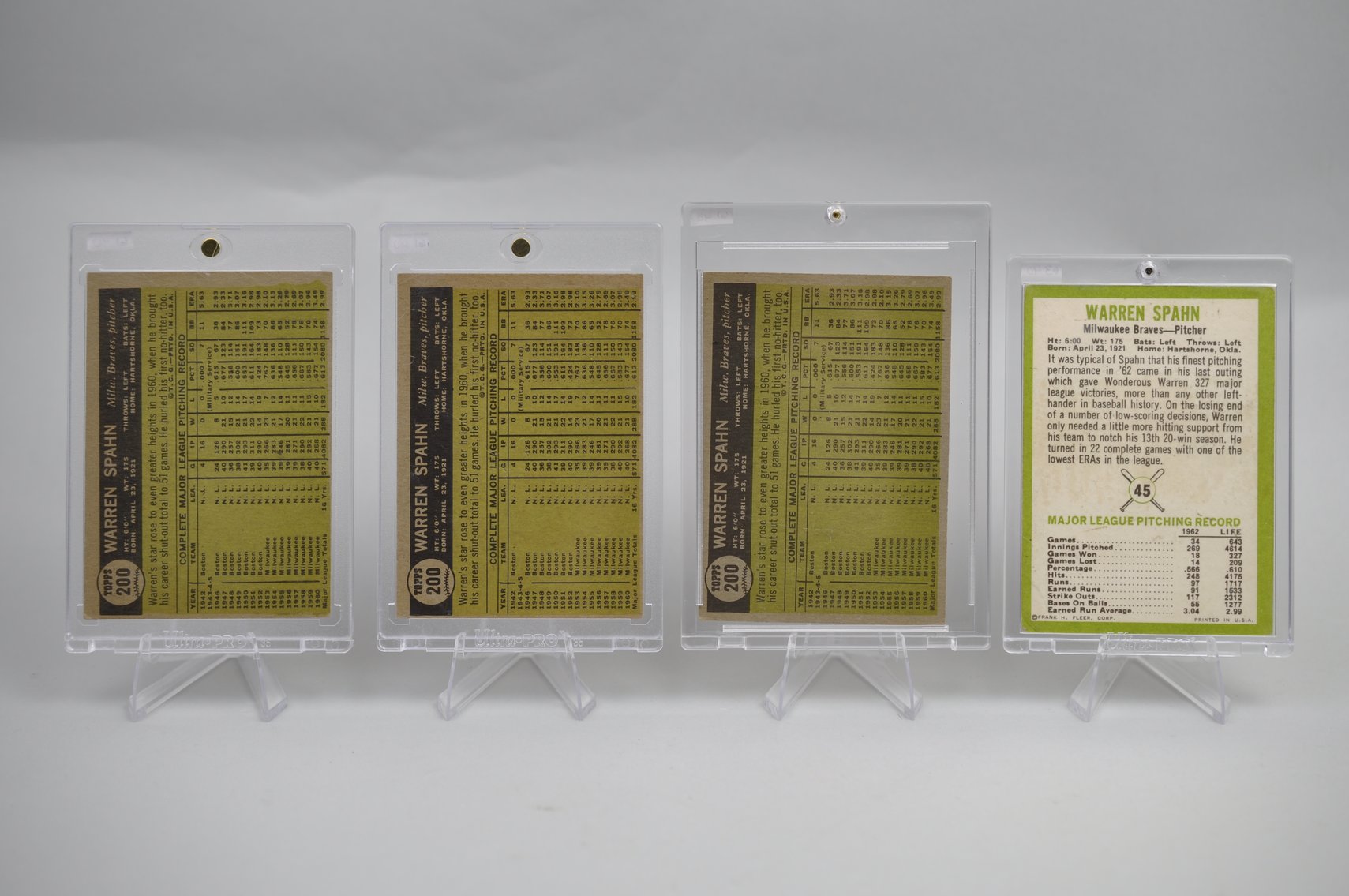Warren Spahn Baseball Card Collection