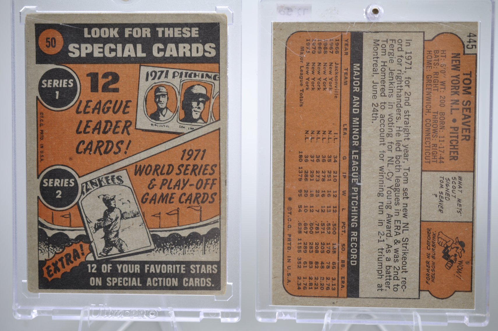 1972 Mays, Seaver, & Carlton Card Collection
