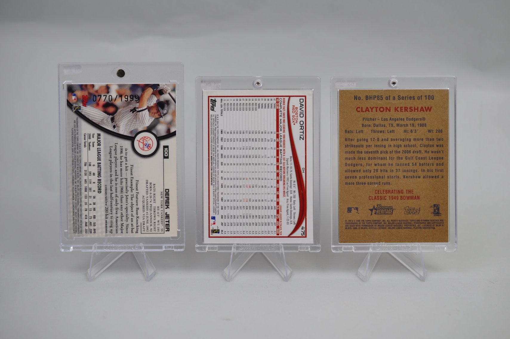 Kershaw, Ortiz, and Jeter Cards