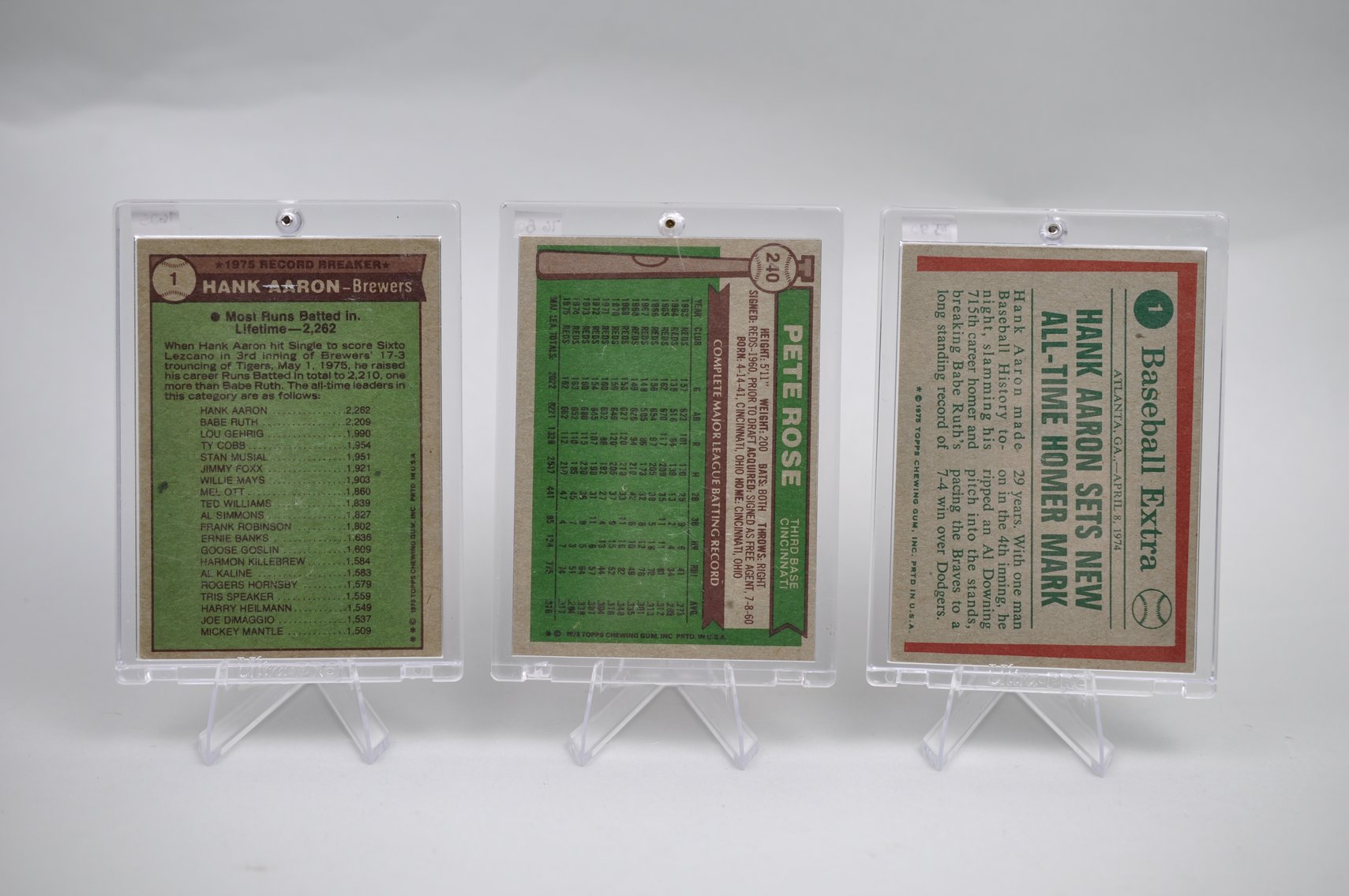 Hank Aaron and Pete Rose Cards