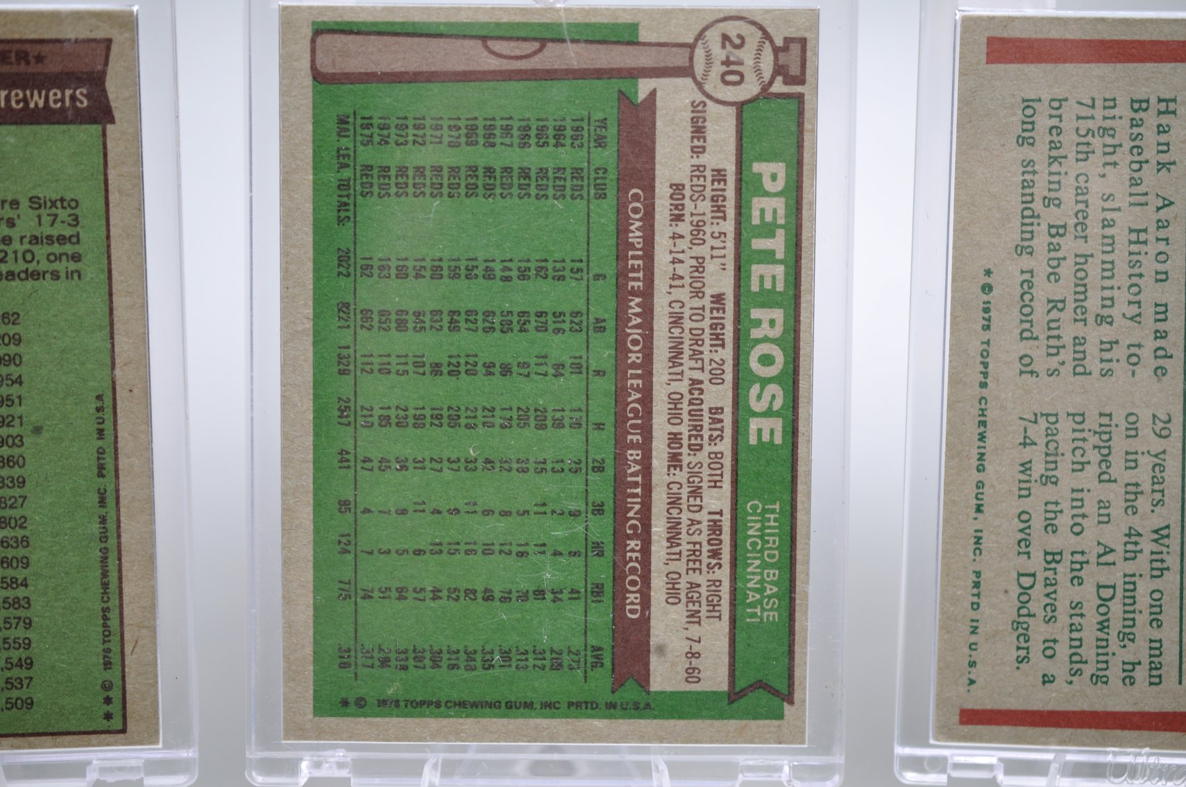 Hank Aaron and Pete Rose Cards