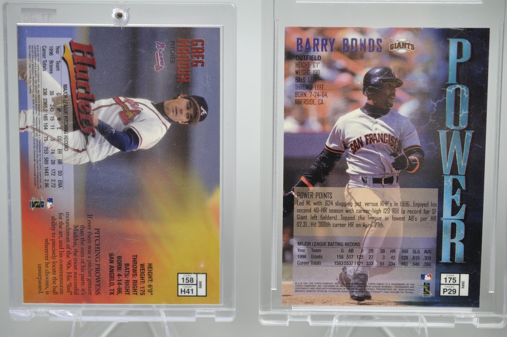 1997 Maddux, Bonds, Ripken, & McGwire Cards