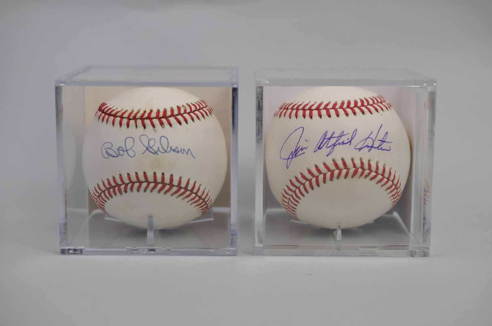 HOF Jim Catfish Hunter & Bob Gibson Signed Balls