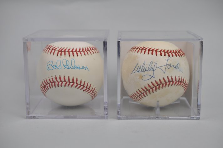 HOF Bob Gibson and Whitey Ford Signed Balls