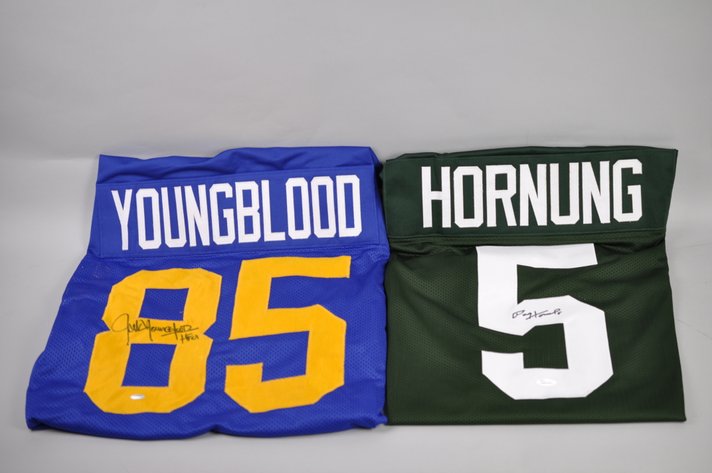 Youngblood & Hornung Signed Football Jerseys
