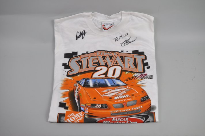 Dale Jr. Autograph on Tony Stewart T-Shirt