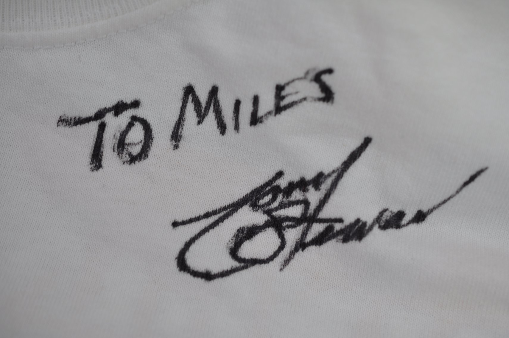 Dale Jr. Autograph on Tony Stewart T-Shirt