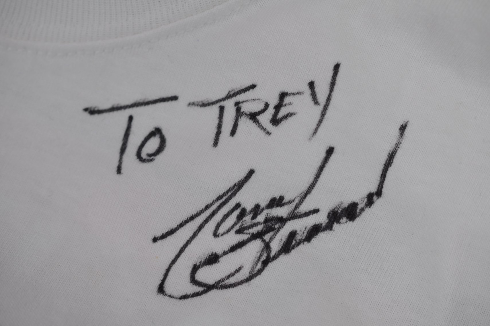 Dale Earnhardt Jr. Autograph on Tony Stewart T-Shirt