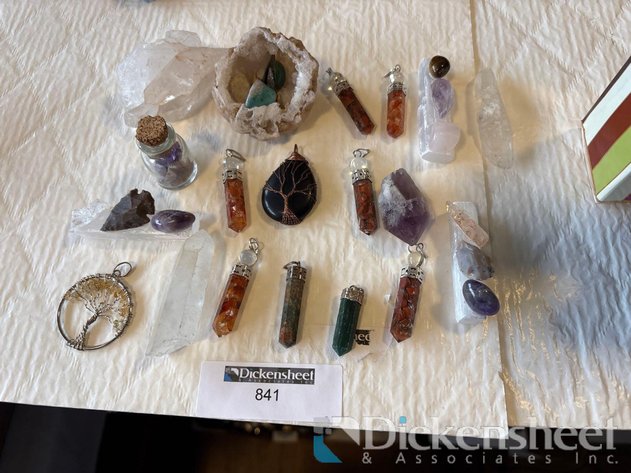Image for LOT OF CRYSTAL NECKLACES AND GEODES