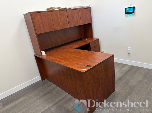 Image for LAMINATE EXECUTIVE DESK WITH RIGHT RETURN AND OVERHEAD