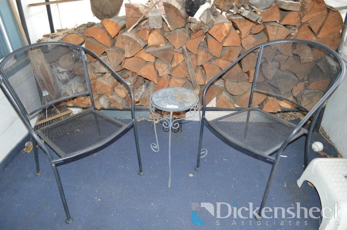 Image for LOT - OUTDOOR METAL CHAIRS AND TABLE