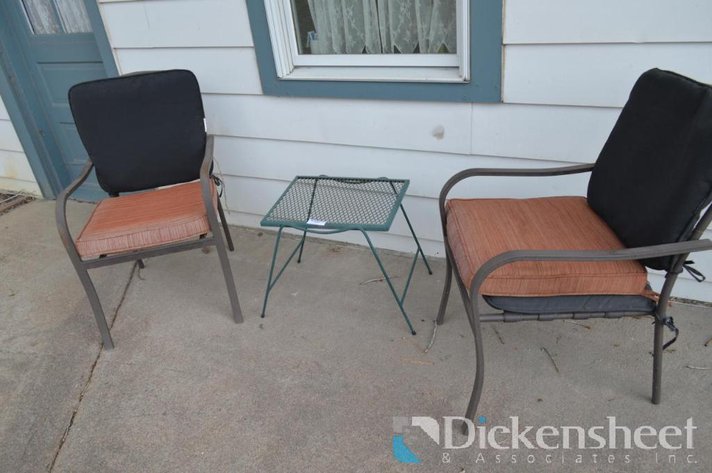 Image for LOT - OUTDOOR METAL CHAIRS AND TABLE