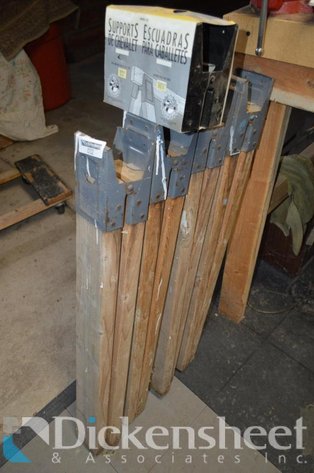 Image for LOT - WOOD SAW HORSE LEGS AND EXTRA CLAMPS
