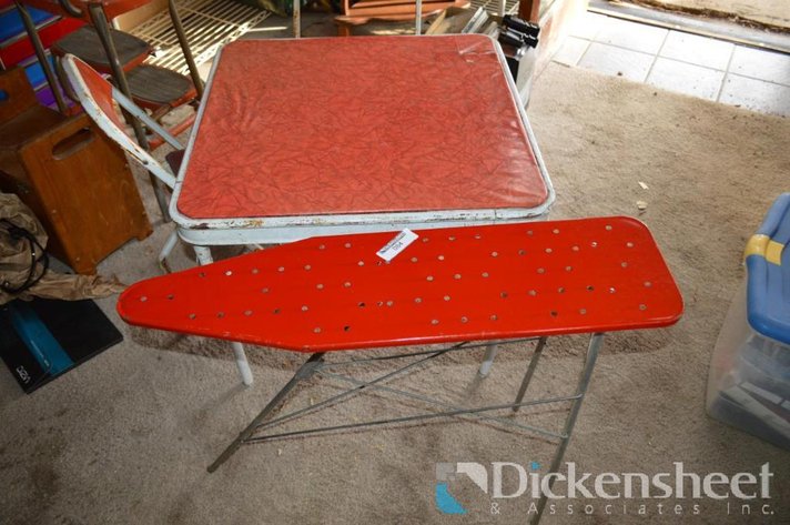 Image for LOT - VINTAGE KID SIZE TABLE CHAIRS AND IRONING BOARD