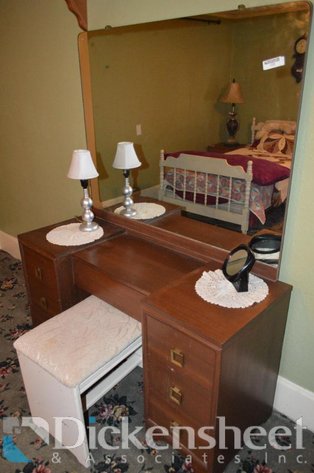 Image for VINTAGE VANITY WITH MIRROR BENCH AND LAMP