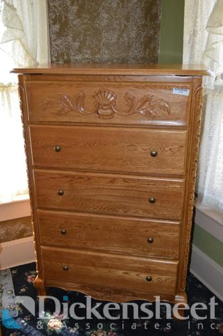Image for WOOD 5 DRAWER DRESSER WITH MIRROR TOP 2ND FLOOR BRING HELP