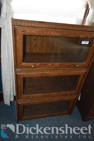 Image for 3 SHELF WOOD AND GLASS LIBRARY BOOKSHELF