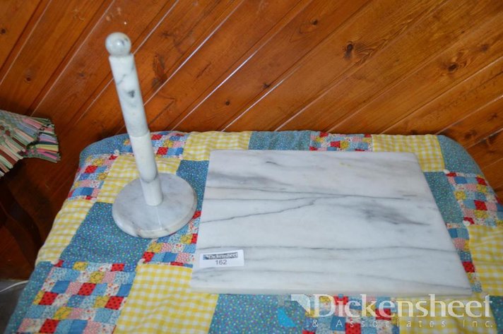 Image for LOT - MARBLE CUTTING BOARD AND PAPER TOWEL HOLDER