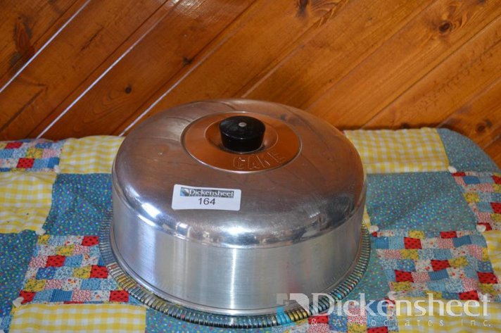 Image for VINTAGE CAKE GLASS PLATE AND ALUMINUM COVER