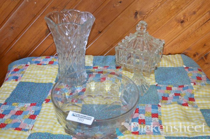 Image for LOT - GLASSWARE CANDY DISH BOWL VASE