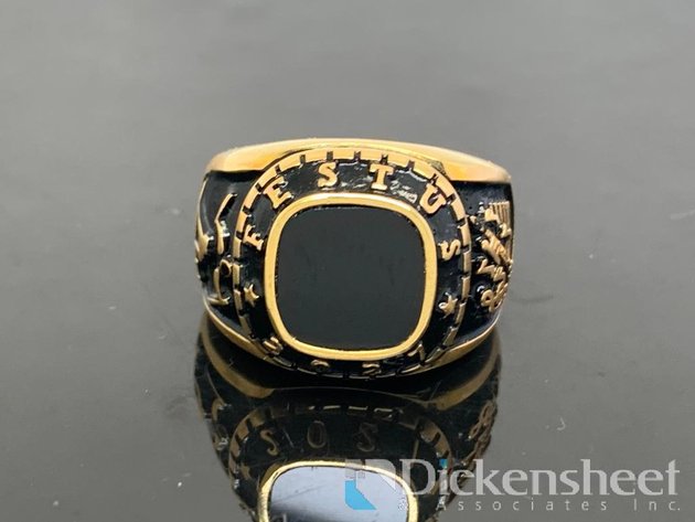 Image for Gold Tone Class Ring With Black Gemstone