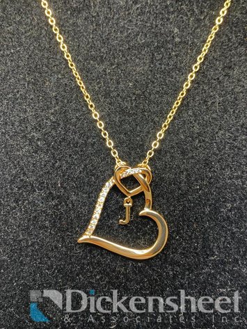 Image for Gold Tone Necklace Heart Pendant With Clear Stones