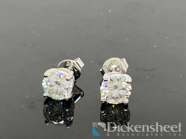 Image for Silver Tone Stud Earrings With Clear Stones