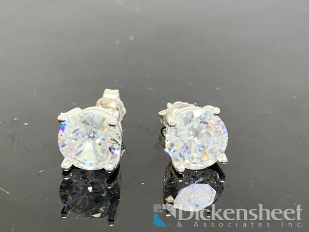 Image for Silver Tone Earrings With Clear Stones