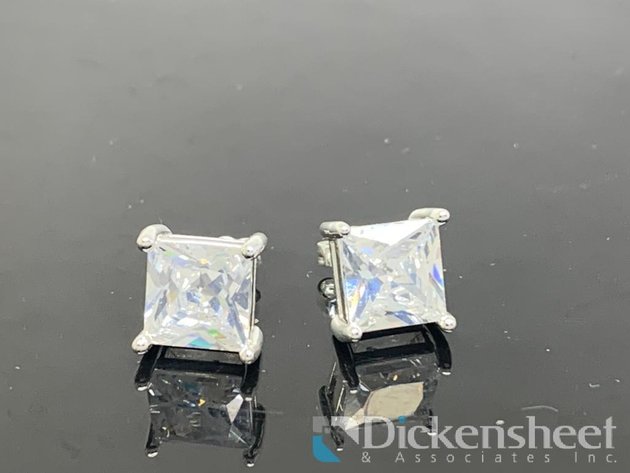 Image for Silver Tone Earrings With Clear Stones
