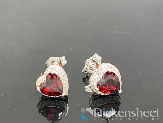 Image for Silver Tone Earrings With Red Stones